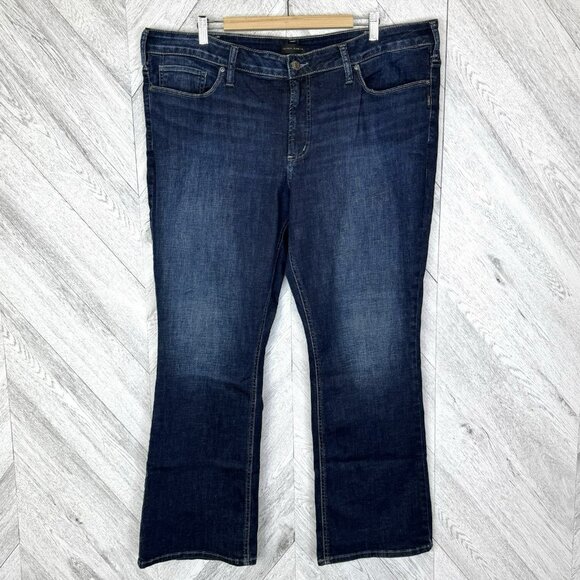Silver Jeans Womens Plus Size 22 Suki Slim Boot Bootcut Dark Wash 31" Inseam - Picture 2 of 7